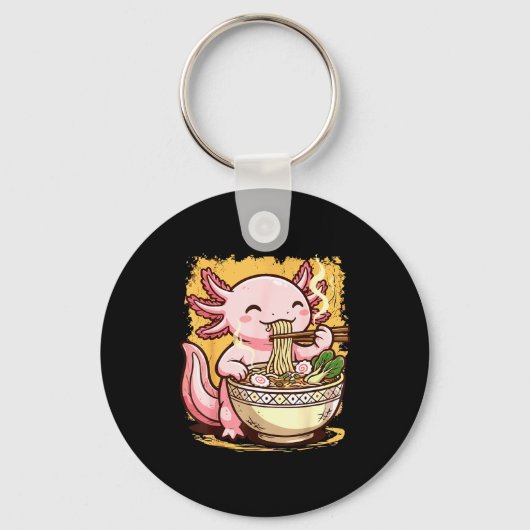 Axolotl eet Ramennoedels Sleutelhanger (Voorkant)