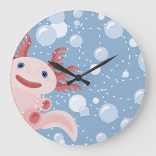 Axolotl en Bubbles Bold Vector Design Grote Klok
