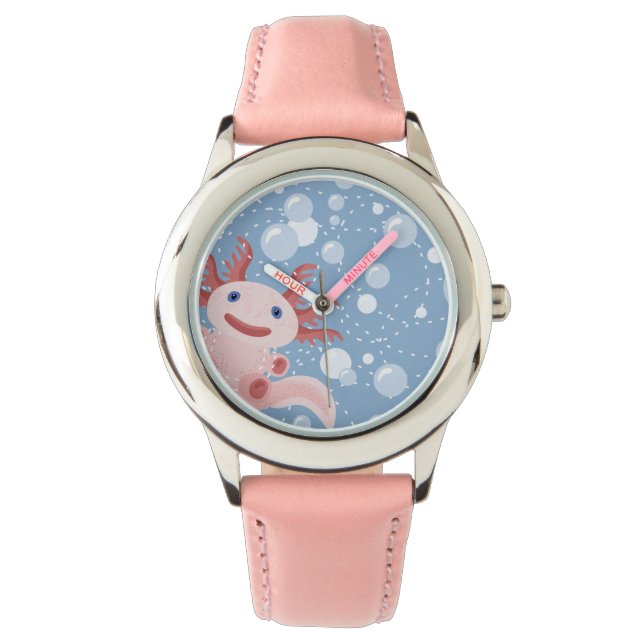 Axolotl en Bubbles Bold Vector Design Horloge (Voorkant)