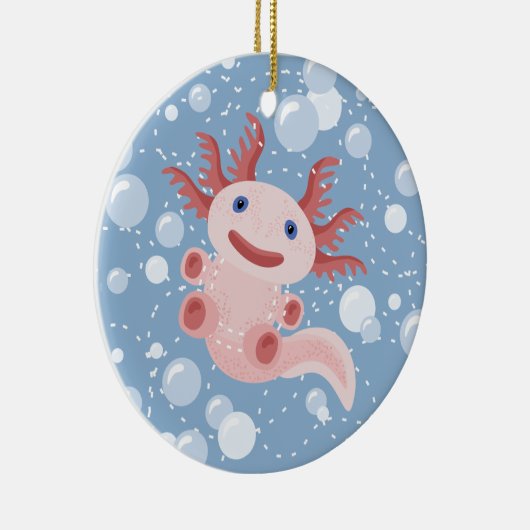 Axolotl en Bubbles Bold Vector Design Keramisch Ornament (Rechts)