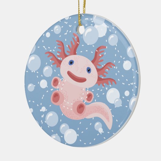 Axolotl en Bubbles Bold Vector Design Keramisch Ornament (Links)