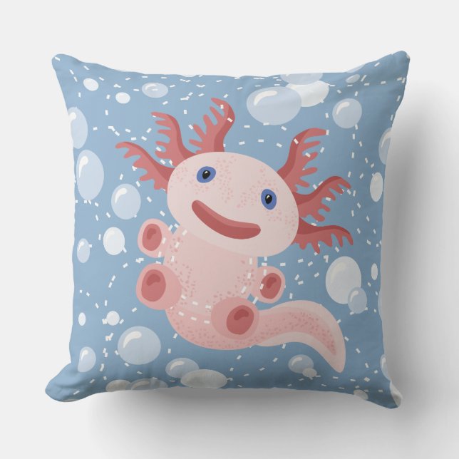 Axolotl en Bubbles Bold Vector Design Kussen (Voorkant)
