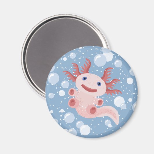 Axolotl en Bubbles Bold Vector Design Magneet (Voorkant / Achterkant)