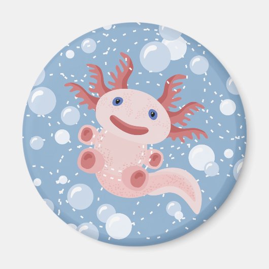 Axolotl en Bubbles Bold Vector Design Magneet (Voorkant)