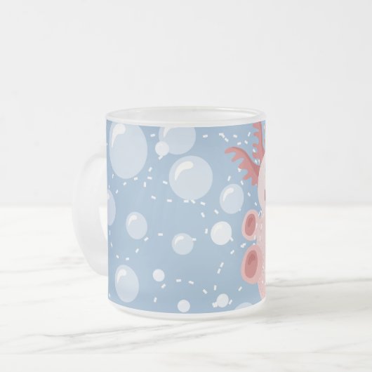 Axolotl en Bubbles Bold Vector Design Matglas Koffiemok (Voorkant links)