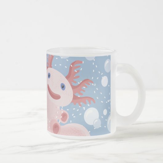 Axolotl en Bubbles Bold Vector Design Matglas Koffiemok (Rechts)