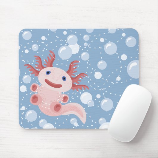 Axolotl en Bubbles Bold Vector Design Muismat (Met muis)