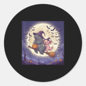 Axolotl en Manatee Witch Pet Pumpkin Halloween Co Ronde Sticker (Voorkant)