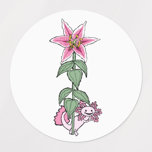 Axolotl en Stargazer lelie Labels (Design 2)