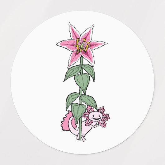 Axolotl en Stargazer lelie Labels (Design 1)