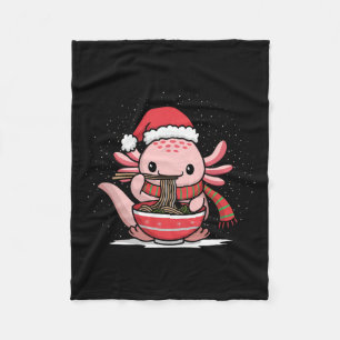 Axolotl Eten Ramen Kerstmis Pyjama Dier Japan Fleece Deken