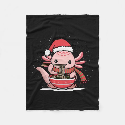 Axolotl Eten Ramen Kerstmis Pyjama Dier Japan Fleece Deken (Voorkant)
