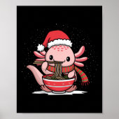 Axolotl Eten Ramen Kerstmis Pyjama Dier Japan Poster (Voorkant)