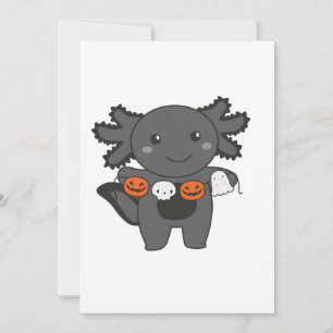 Axolotl Fijne Halloween Pompoen Vleermuis Kostuum Feestdagenkaart