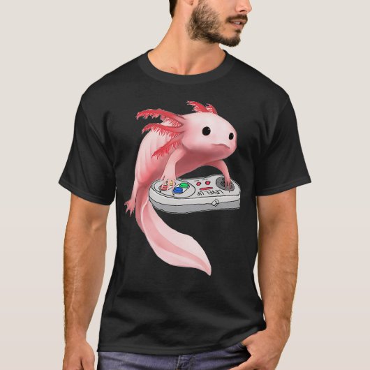 Axolotl Fish Playing Video Game WhiteAxolotl Lizar T-shirt (Voorkant)
