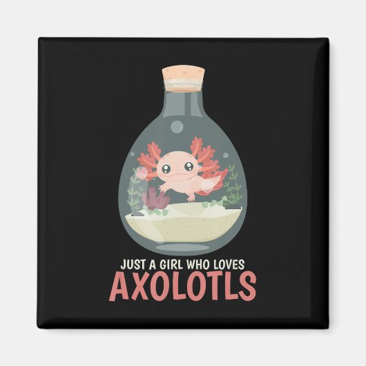 Axolotl Fish Tank Axolotl Vragen Cute Anime Kind Magneet (Voorkant)