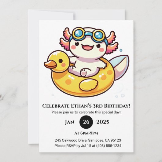 Axolotl Float Fun Birthday Kaart (Voorkant)