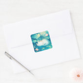 Axolotl Flower Pond Serenity Vierkante Sticker (Envelop)