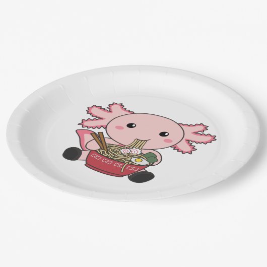 Axolotl Food Ramen Japanese Food Kawaii Animals Po Papieren Bordje (Gekanteld)