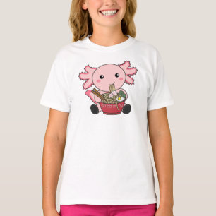 Axolotl Food Ramen Japanese Food Kawaii Animals Po T-shirt