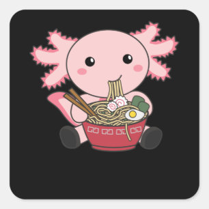 Axolotl Food Ramen Japanese Food Kawaii Animals Vierkante Sticker