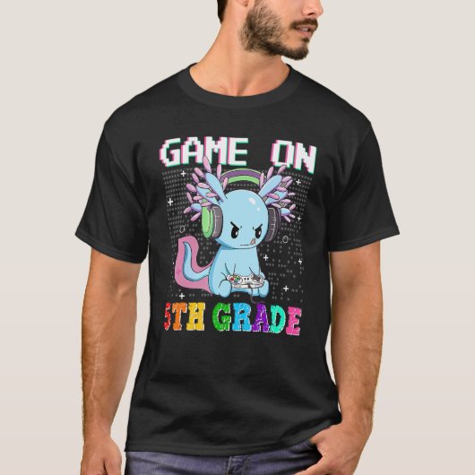 Axolotl Game On 5th Grade  Back To School Gamer Bo T-shirt (Voorkant)