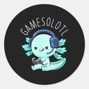 Axolotl Gamer anime geschenken Kawaii jongens meis Ronde Sticker
