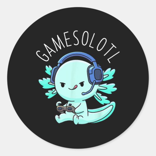 Axolotl Gamer anime geschenken Kawaii jongens meis Ronde Sticker (Voorkant)