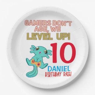 Axolotl Gamer Birthday Boy Video Game Party  Papieren Bordje