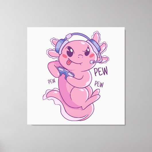 Axolotl Gamer Challenge Blast Canvas Afdruk (Voorkant)