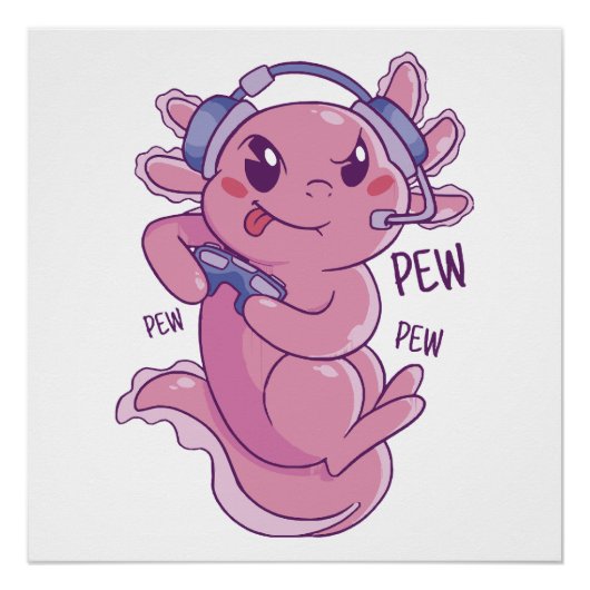 Axolotl Gamer Challenge Blast Perfect Poster (Voorkant)