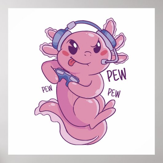 Axolotl Gamer Challenge Blast Poster (Voorkant)