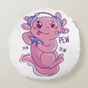 Axolotl Gamer Challenge Blast Rond Kussen