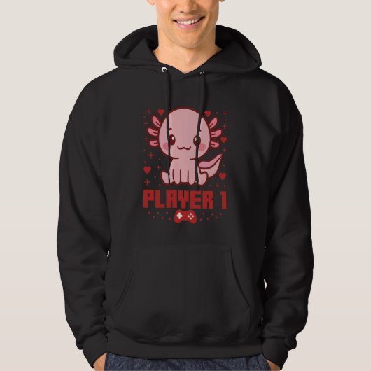 Axolotl Gamer Couple Capybara Retro Pixel Arcade Hoodie (Voorkant)