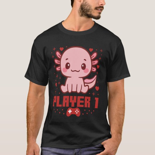Axolotl Gamer Couple Capybara Retro Pixel Arcade T-shirt (Voorkant)