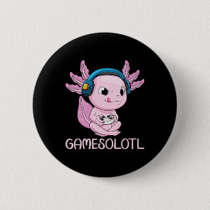 Axolotl Gamer Gamesolotl Kawaii Gamen Voor Jongens Ronde Button 5,7 Cm