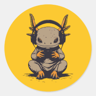 axolotl gamer ronde sticker
