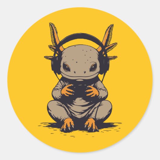axolotl gamer ronde sticker (Voorkant)