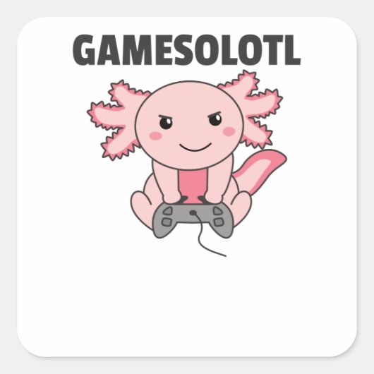 Axolotl Gamesolotl Cute Animals For Gamers Vierkante Sticker (Voorkant)
