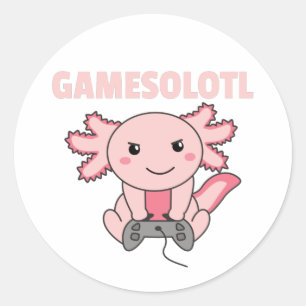 Axolotl Gamesolotl Cute Animals voor gamers Classi Ronde Sticker