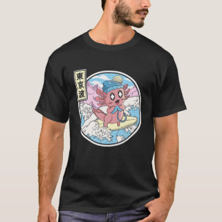 Axolotl-gamingsurfen in de Japanse Golf van Kawaii T-shirt