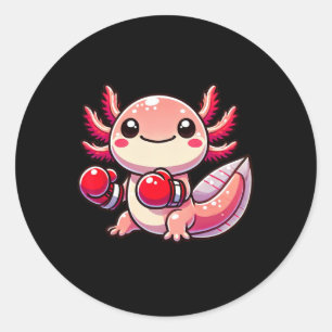 Axolotl gekleed als een bokser grappig boksen ronde sticker
