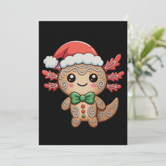 Axolotl Gingerbread Kerstmis Kerstmis Matching Fam Feestdagenkaart (Staand voorkant)