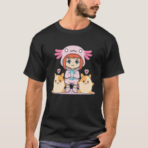 Axolotl girl met melk en hamster t-shirt