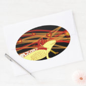 Axolotl Gold-Albino auf Schwarz Ovale Sticker (Envelop)