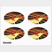 Axolotl Gold-Albino auf Schwarz Ovale Sticker (Vel)