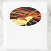 Axolotl Gold-Albino auf Schwarz Ovale Sticker (Tas)