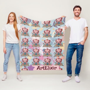 Axolotl grappig booklover patroon fleece deken