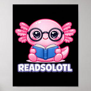 Axolotl grappige boekenwurm lezer boek liefhebber poster