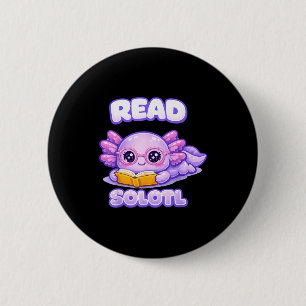 Axolotl grappige lezer boek bibliotheek kinderen l ronde button 5,7 cm